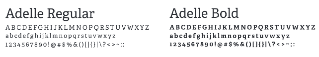 sample of Adelle font in regular and bold