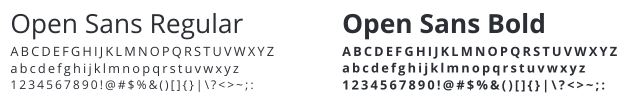 sample of Open Sans font in regular and bold