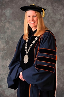 SUNY Empire State College President Merodie A. Hancock wearing her academic regalia and the official college medallion.