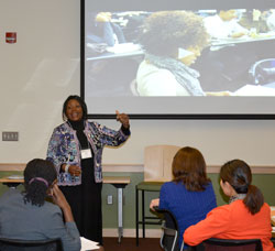 Rabi Ann Musah, principle investigator and director of the Center for Achievement, Retention and Student Success and associate professor in the University at Albany Department of Chemistry,  presents, “What has been done that supports success,” at the conference.