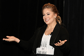 Shawn Johnson, a member of the winning 2008 U.S. women’s senior gymnastics team, brought a message of perseverance and trusting one’s heart to the 2015 Student Wellness Retreat in Albany earlier this month.