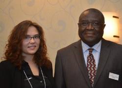 International student Kristina Borovkova and college Provost Alfred Ntoko at the 2015 Student Academic Conference.