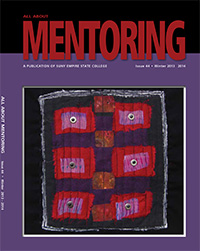 fabric, organza, copper, netting, washers, hand and machine stitched
cover All About Mentoring Winter 2013-14 issue 44