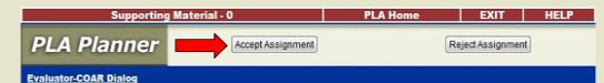 Shows how to accept an assignment in PLA Planner
