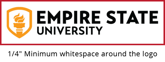 Empire State University logo showing 1/4 inch of space around each side of logo