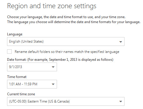 Outlook Time Zone Image