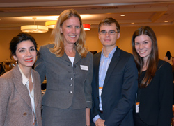 President Merodie Hancock is joined by Francesca Chichello, of the college’s International Programs, far left, and Petr Rieger and Michaela Matejekova, from the college’s program in Prague.