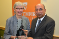 Jane W. Altes presents Bidhan Chandra with the 2016 Altes Prize. Photo/Empire State College