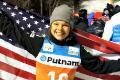 Ashley Caldwell '14, the defending champion, won the FIS World Cup freestyle skiing, women’s aerials, competition at Lake Placid, N.Y. Photo/Empire State College