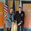 SUNY Empire State College President Merodie A. Hancock and U.S. Navy Commander Judd Krier cut a ceremonial ribbon opening the national testing center at the college.