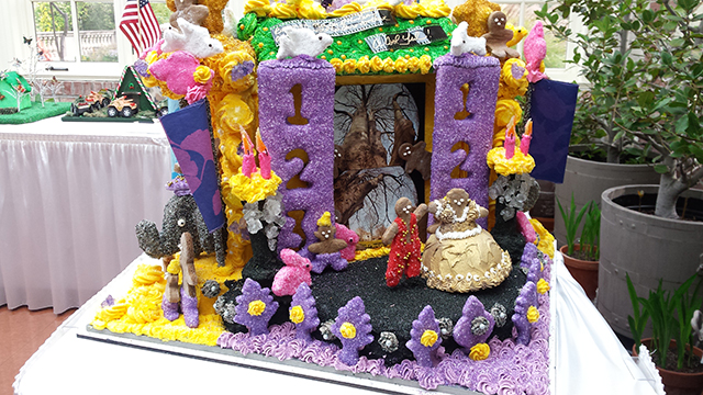 Gingerbread creation, “The Ballroom,” incorporates Cosgriff’s fish-eye image of a tree in front of the museum in springtime. Image courtesy of Timothy Cosgriff '93