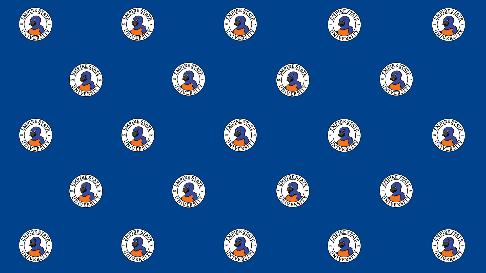 Teams background with Blue in a Empire State University seal